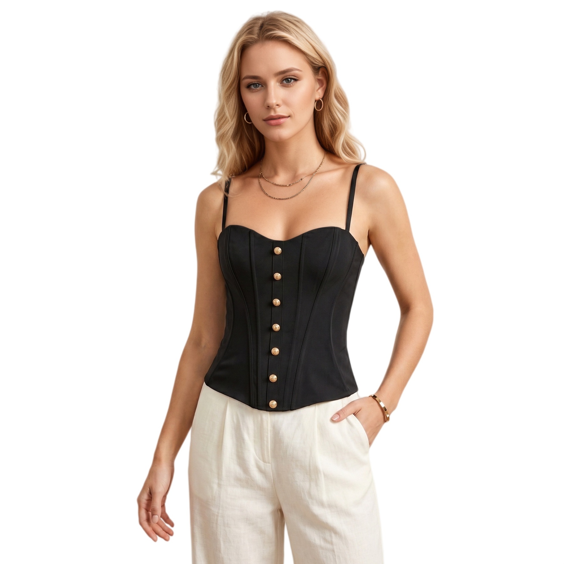 Women Spaghetti Strap Corset Top - Slim Fit Body Shaper Outer Wear Bustier Top